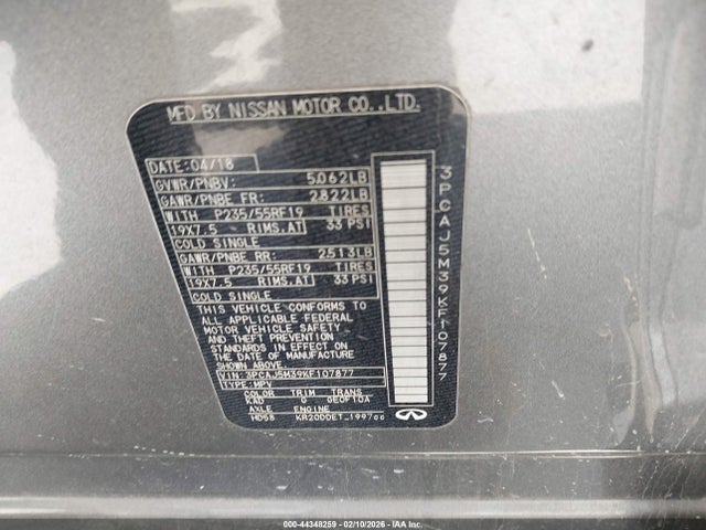 Продажа на аукционе авто 2019 Infiniti Qx50 Essential, vin: 3PCAJ5M39KF107877, номер лота: 44348259