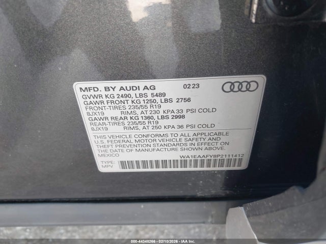 44348266 :رقم المزاد ، WA1EAAFY8P2111412 vin ، 2023 Audi Q5 Premium Plus 45 Tfsi S Line Quattro مزاد بيع