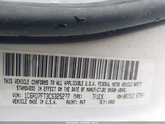 Продажа на аукционе авто 2012 Ram 1500 St, vin: 1C6RD7FT3CS325277, номер лота: 44348338