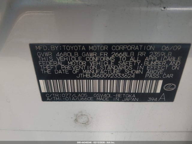 2009 LEXUS ES 350 JTHBJ46G092333624 Photo 8