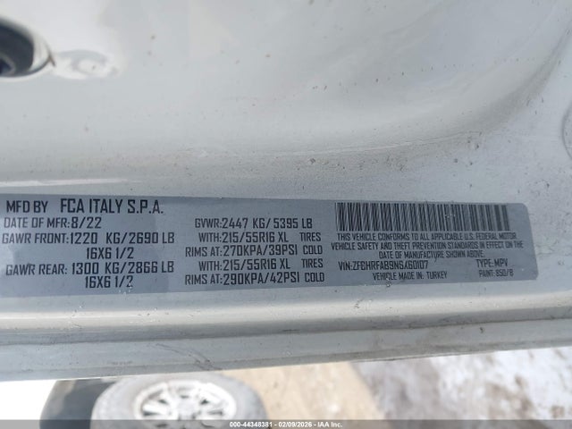 44348381 :رقم المزاد ، ZFBHRFAB9N6X60107 vin ، 2022 Ram Promaster City Cargo Van مزاد بيع