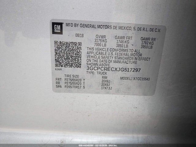 3GCPCRECXJG517297 Chevrolet Silverado 1500 1lt