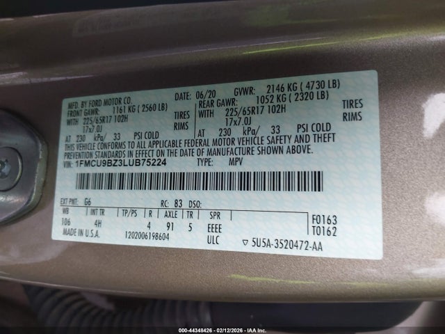 1FMCU9BZ3LUB75224 Ford Escape Se Sport Hybrid
