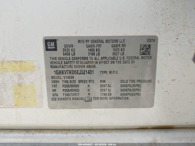 Продажа на аукционе авто 2014 Gmc Acadia Denali, vin: 1GKKVTKD6EJ321431, номер лота: 44348437