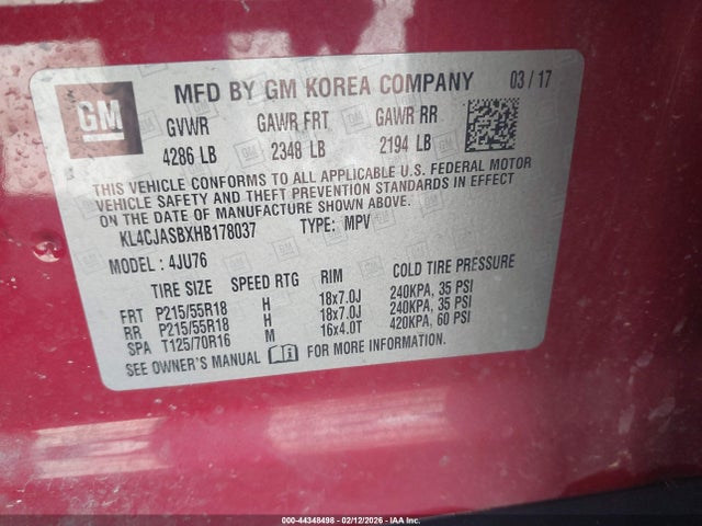 KL4CJASBXHB178037 Buick Encore Preferred