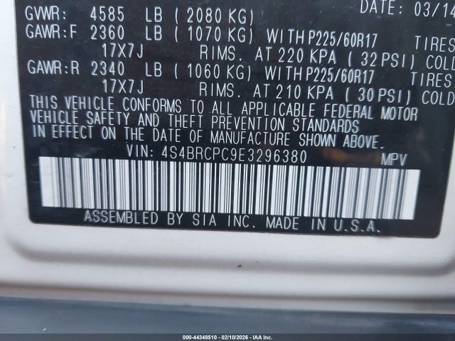 44348510 :رقم المزاد ، 4S4BRCPC9E3296380 vin ، 2014 Subaru Outback 2.5i Limited مزاد بيع