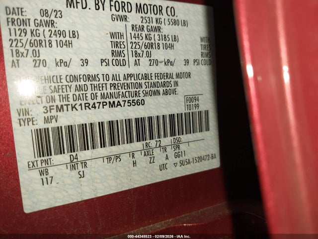 3FMTK1R47PMA75560 Ford Mustang Mach-e Select