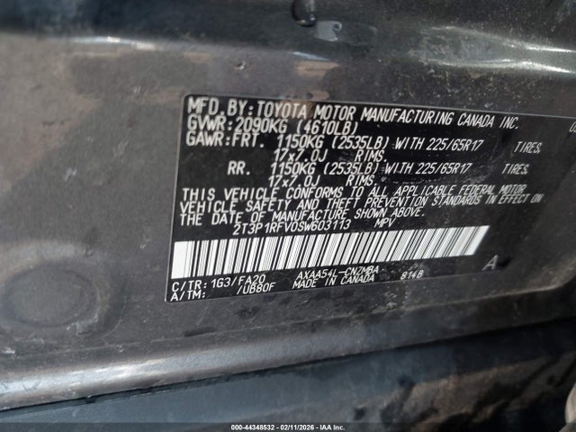 2025 Toyota Rav4 Xle მანქანა იყიდება აუქციონზე, vin: 2T3P1RFV0SW603113, აუქციონის ნომერი: 44348532