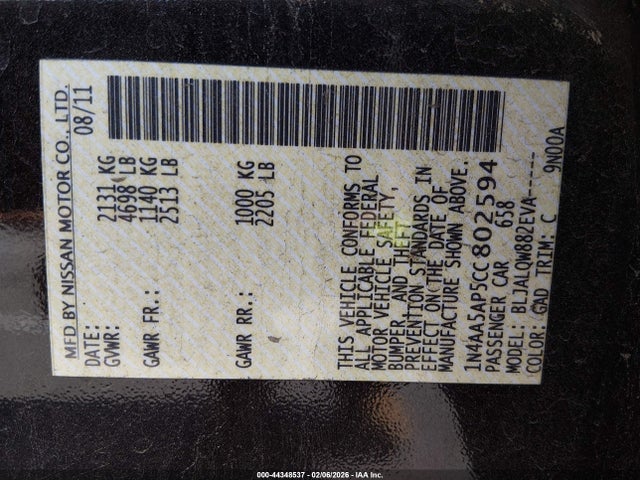 2012 NISSAN MAXIMA 1N4AA5AP5CC802594 Photo 8