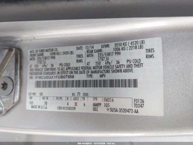 1FMCU0GX1FUB07558 Ford ESCAPE SE