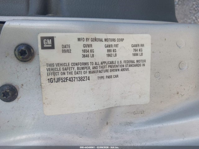 2003 CHEVROLET CAVALIER 1G1JF52F437138274 Photo 8