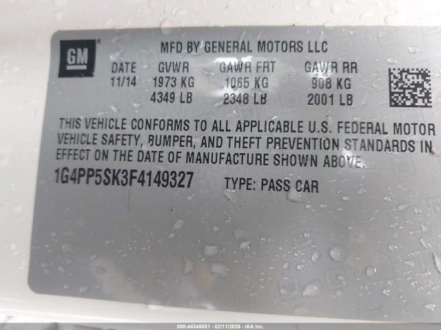 Buick Verano 2015 1G4PP5SK3F4149327 Image 9