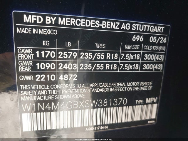 2025 Mercedes-benz Glb 250 მანქანა იყიდება აუქციონზე, vin: W1N4M4GBXSW381370, აუქციონის ნომერი: 44348614