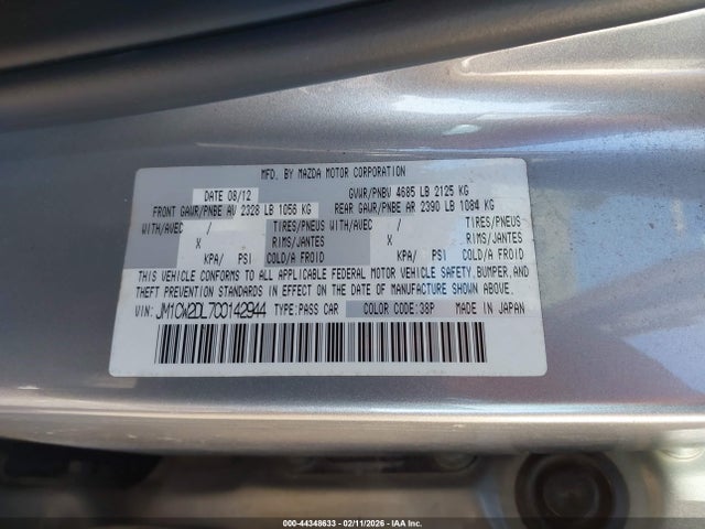 Продаж на аукціоні авто 2012 Mazda Mazda5 Grand Touring, vin: JM1CW2DL7C0142944, номер лоту: 44348633
