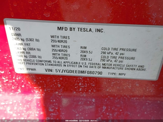 2021 TESLA MODEL Y 5YJYGDEE0MF080790 Photo 8