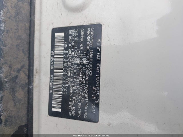 Aukcja sprzedaży 2012 Subaru Forester 2.5x Premium, vin: JF2SHACC6CH463569, numer aukcji: 44348702