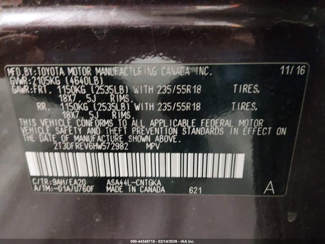 Toyota Rav4 Limited 2017 2T3DFREV6HW572982 Image 9
