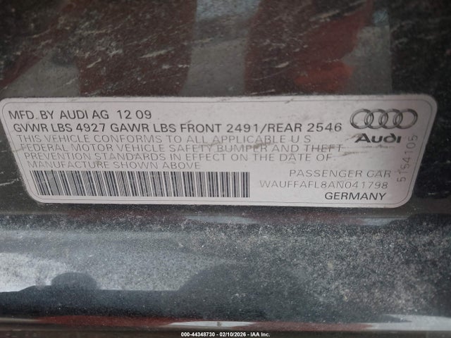 2010 AUDI A4 WAUFFAFL8AN041798 Photo 8