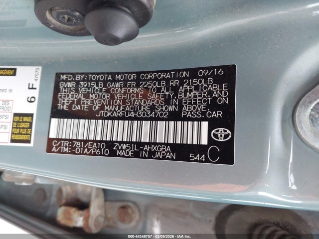2017 TOYOTA PRIUS JTDKARFU4H3034702 Photo 8