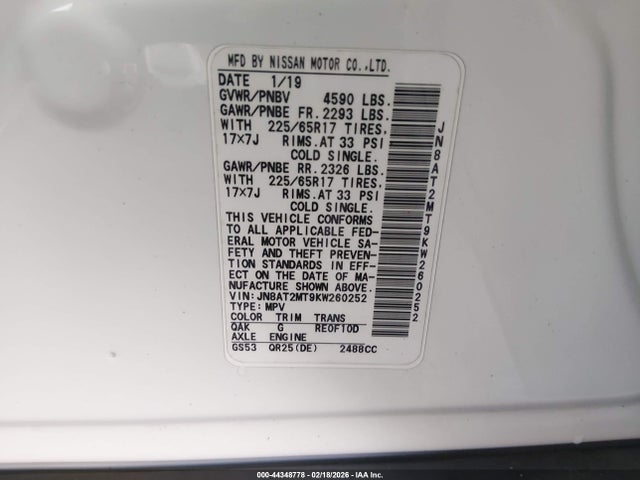 JN8AT2MT9KW260252 Nissan ROGUE SV
