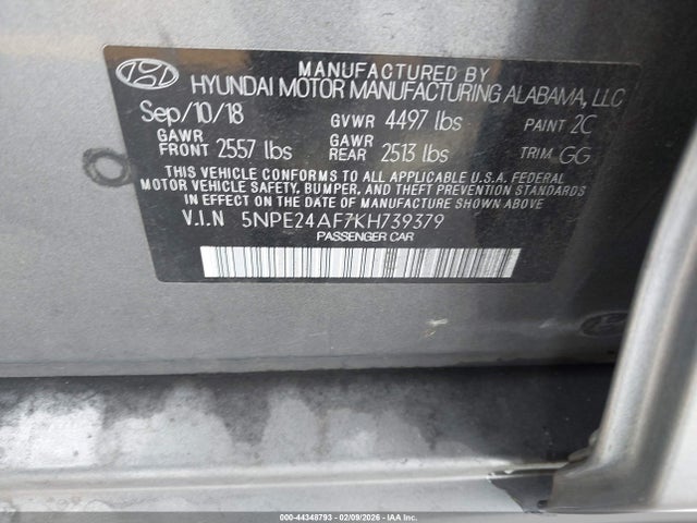 5NPE24AF7KH739379 Hyundai SONATA SE
