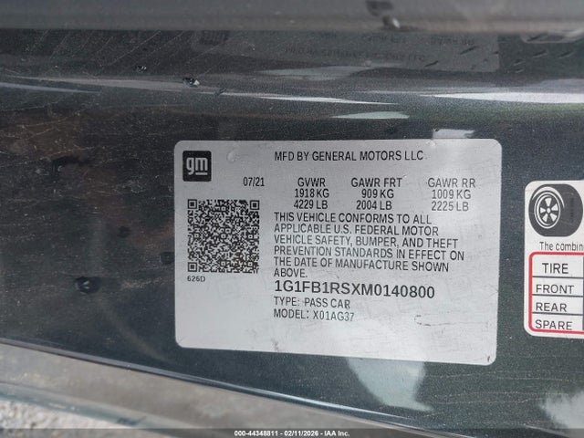 1G1FB1RSXM0140800 Chevrolet Camaro Rwd 1lt