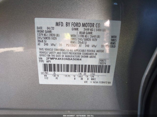 2022 FORD EDGE 2FMPK4K93NBA56964 Photo 8