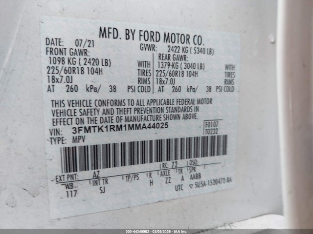 Ford Mustang Mach-e Select 2021 3FMTK1RM1MMA44025 Image 9