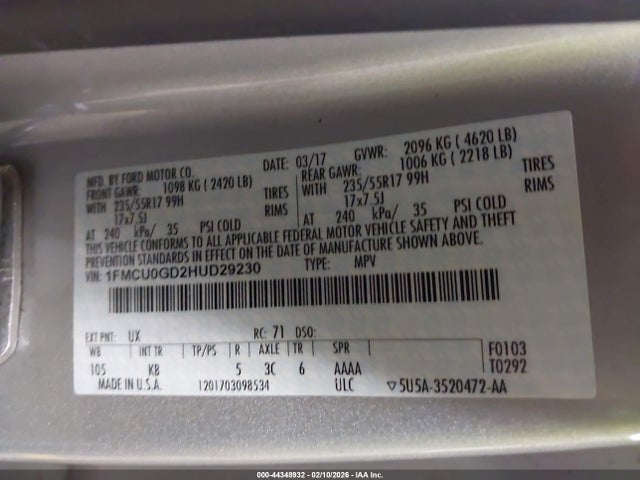 2017 FORD ESCAPE 1FMCU0GD2HUD29230 Photo 8