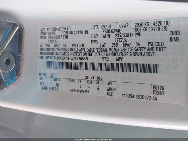 1FMCU0GX1FUA25586 Ford ESCAPE SE