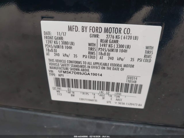 Ford EXPLORER XLT 2018 1FM5K7D89JGA19014 Image 9