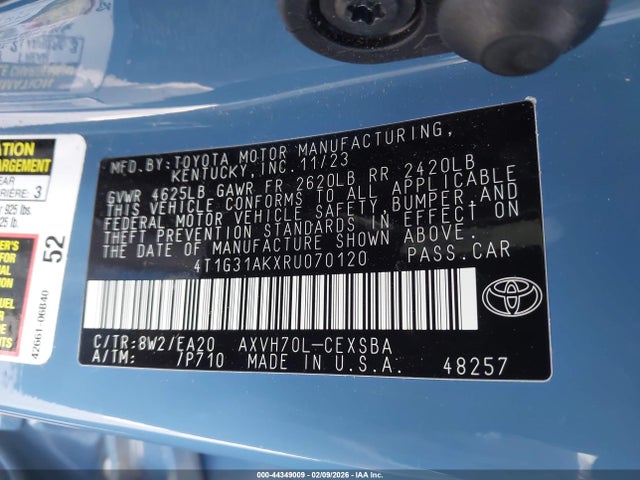 4T1G31AKXRU070120 Toyota Camry Hybrid Se