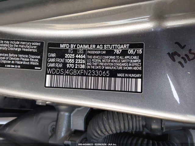 Aukcja sprzedaży 2015 Mercedes-benz Cla 250 4matic, vin: WDDSJ4GBXFN233065, numer aukcji: 44349023