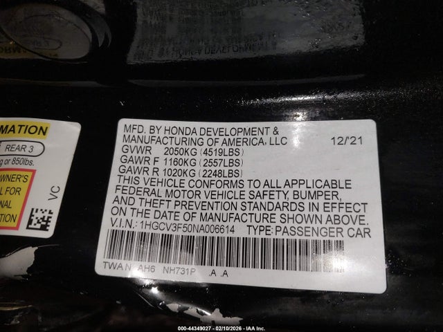 2022 HONDA ACCORD HYBRID 1HGCV3F50NA006614 Photo 8