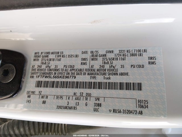 1FTFW5L56SKE96779 Ford F-150 Lariat