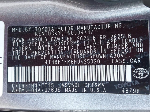 Toyota CAMRY SE 2017 4T1BF1FK6HU425020 Image 9