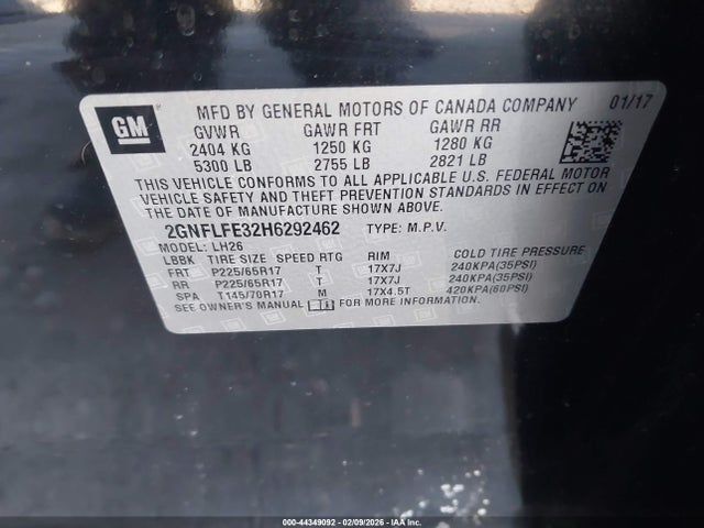 2GNFLFE32H6292462 Chevrolet EQUINOX LT