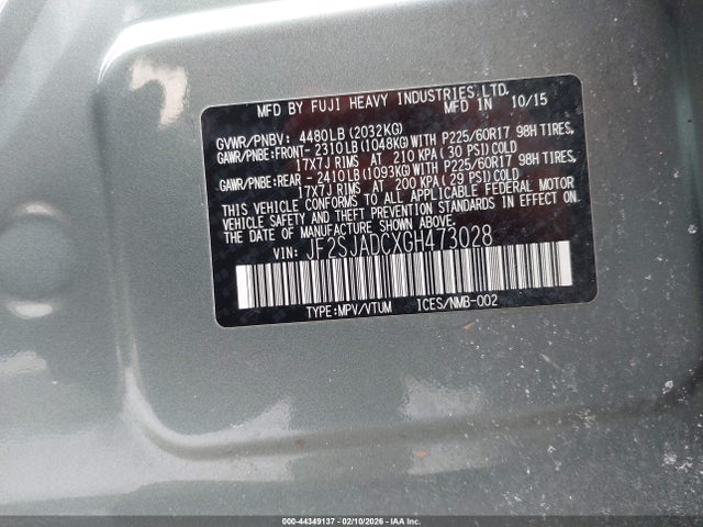 Subaru Forester 2.5i Premium 2016 JF2SJADCXGH473028 Image 9