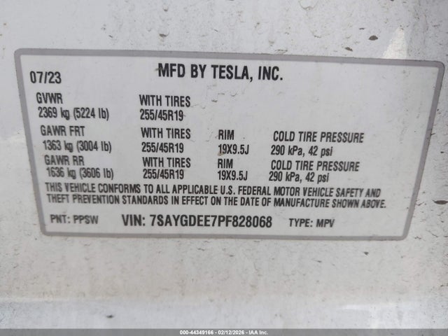 Aukcja sprzedaży 2023 Tesla Model Y Awd/long Range Dual Motor All-wheel Drive, vin: 7SAYGDEE7PF828068, numer aukcji: 44349166