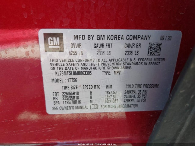 KL79MTSL0MB063305 Chevrolet Trailblazer Fwd Rs