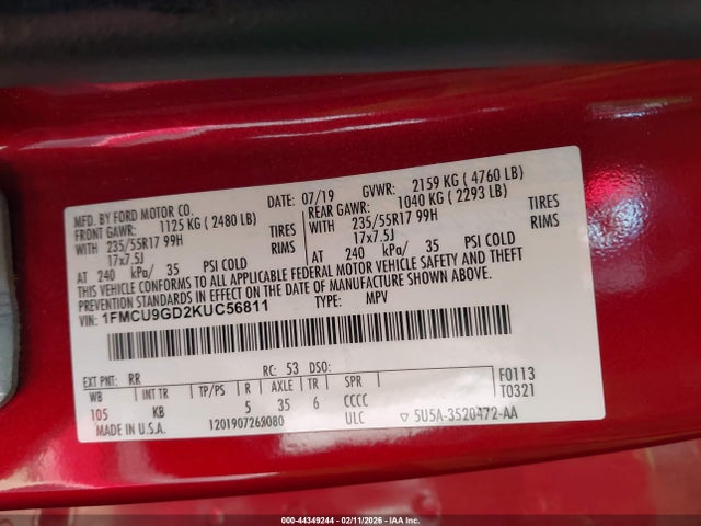 Ford ESCAPE SE 2019 1FMCU9GD2KUC56811 Image 9