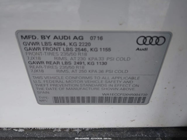 2017 AUDI Q3 WA1ECCFSXHR004730 Photo 8
