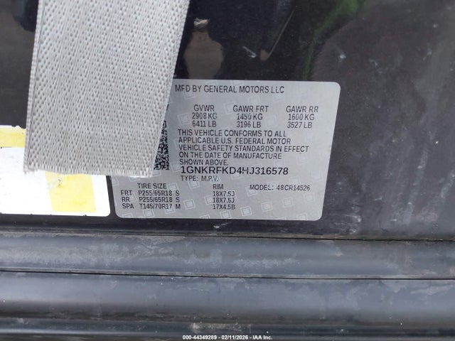 1GNKRFKD4HJ316578 Chevrolet Traverse Ls