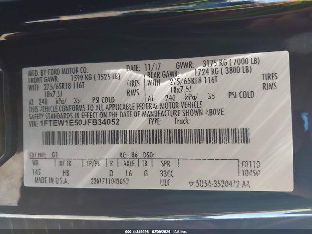 Ford F-150 Lariat 2018 1FTEW1E50JFB34052 Image 9