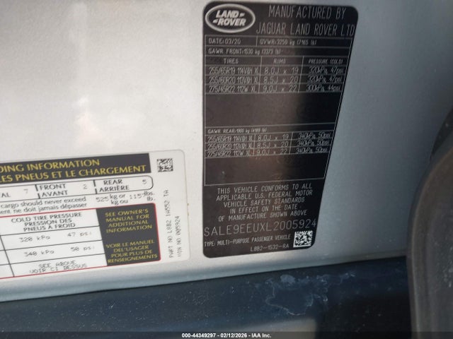 2020 LAND ROVER DEFENDER SALE9EEUXL2005924 Photo 8