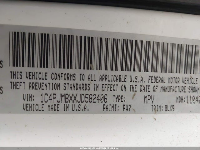 1C4PJMBXXJD582406 Jeep Cherokee Trailhawk 4x4