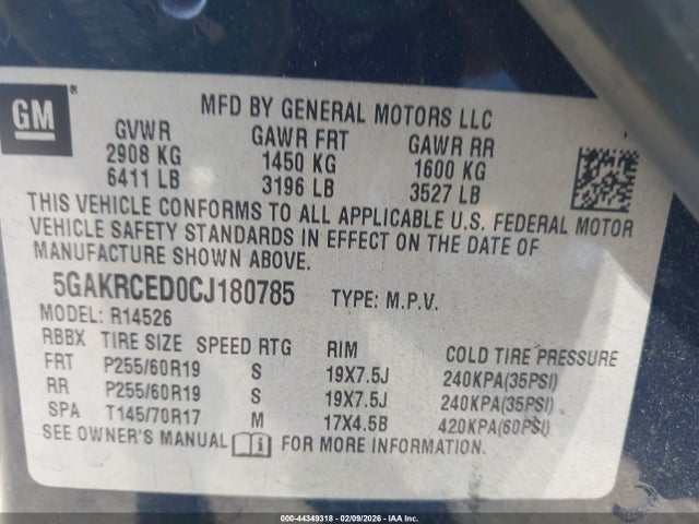 Продажа на аукционе авто 2012 Buick Enclave Leather, vin: 5GAKRCED0CJ180785, номер лота: 44349318