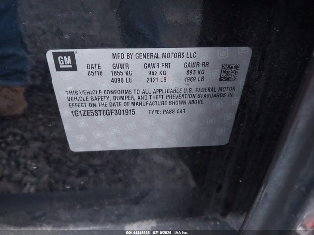 1G1ZE5ST0GF301915 Chevrolet MALIBU 1LT