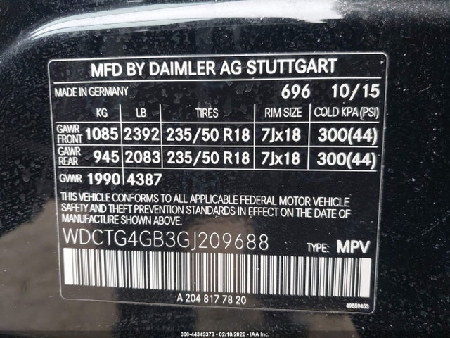 Продаж на аукціоні авто 2016 Mercedes-benz Gla 250 4matic, vin: WDCTG4GB3GJ209688, номер лоту: 44349379