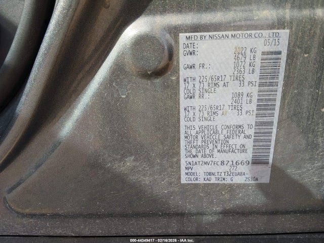 Nissan ROGUE SV 2015 5N1AT2MV7FC871669 Image 9